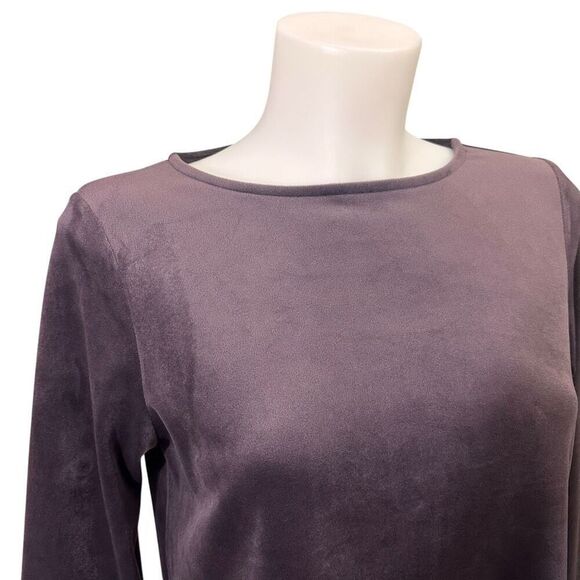 Purejill  by J.Jill Rum Raisin‎ Velvet Longsleeve Roundneck Tee Xs Petite New - Picture 6 of 10